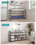 SONGMICS 4-Tier Long Stackable Metal Shoe Rack, Holds Up to 20 Pairs | Shoe Organizer for Closet, Entryway, and Small Spaces, with Adjustable Slanted Shelves, Black, DAVIAN Collection ULMR107BD01 - Image 6