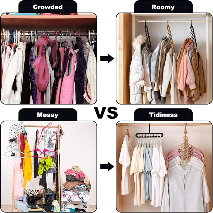 Closet Organizers and Storage,College Dorm Room Essentials, Multifunctional Organizer Magic Space Saving Hangers with 9 Holes Storage Organization for Wardrobe - Image 2