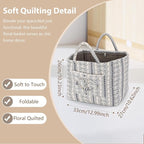 Storage Basket Boho Fabric Large Collapsible Floral Laundry Nursery Hamper Portable Folding Storage for Clothes Toys (Vine-Blue B) - Image 6