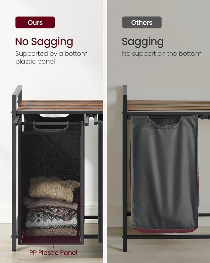 VASAGLE Laundry Hamper with Shelf, 2 Pull-Out Bags, 2 x 12.1 Gallons (46 L) - Image 5