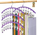 Volnamal Legging Organizer for Closet,4 Pack Metal Yoga Pants Hanger-Purple | Clothes Hanger w/10 Clips Hold 40 Leggings,Space Saving Hanging Closet Organizer College Dorm Essentials Apartment Essential by Volnamal