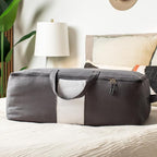 Soft Canvas Storage Bags with Zipper. Thick Breathable, 1pc King/Queen Comforter Organizer. Four Carrying Handles and Window. Large 25x19x9in Bag for Sheets Blankets Bedding Pillows, Clothes (Grey) - Image 2