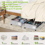 Tututry Under Bed Storage with Wheels, XXL 60L Under the Bed Storage Bins, Underbed Storage Containers with Lids & Label, Rolling Metal Drawer for Shoes, Clothes, Books, Toys (4-Pack Gray) - Image 2