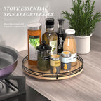 AMH 12-Inch Farmhouse Oak Lazy Susan Organizer - Image 2