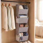 Hanging Closet Organizer 4-Shelf Wide Trapezoid, Heather Grey - Image 2