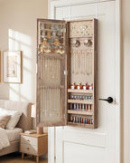 Nicetree Mirror Jewelry Cabinet, Full Length Mirror, Wall Mounted, Oak - Image 4