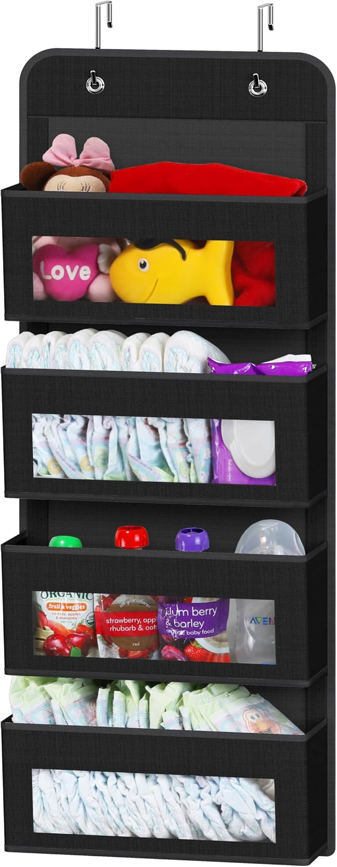 Simple Houseware 4 Clear Window Pocket Over Door Hanging Organizer, Black by SimpleHouseware