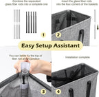 Odonata Slim Laundry Hamper Handles Collapsible Laundry Basket Thin Dirty Clothes Basket Narrow Laundry Bag Foldable Dirty Hamper 45L (Heather Grey) - Image 3