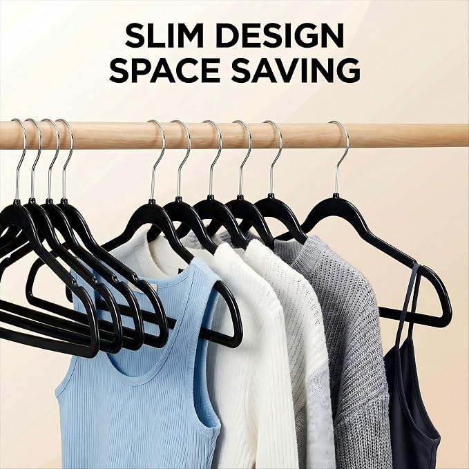 HOUSE DAY Black Plastic Hangers 50 Pack - Ultra-Thin Heavy Duty Non-Velvet - Image 3