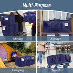 6 Pack Extra Heavy Duty Large Moving Bags with Strong Zipper, Dark Blue | Comfortable Handles, Sturdy & Durable Clothes Storage Bags Totes Bins, Blue Packing Moving Boxes for College Supplies - Image 7