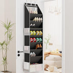 Criusia Shoe Storage, Over the Door Shoe Organizer, Hanging Closet Shoe Storage with Large Deep Pockets, Fits 16–24 Pairs of Sneakers, Sandals, Boots, Black - Image 8