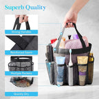 Lifewit Mesh Shower Caddy Portable for College Dorm Room Essentials with 7 Pockets, Freestanding Hanging Organizer Basket, Quick Dry Tote Bag for Camping, Bathroom, Beach, Travel, 1 Pack, Black - Image 5