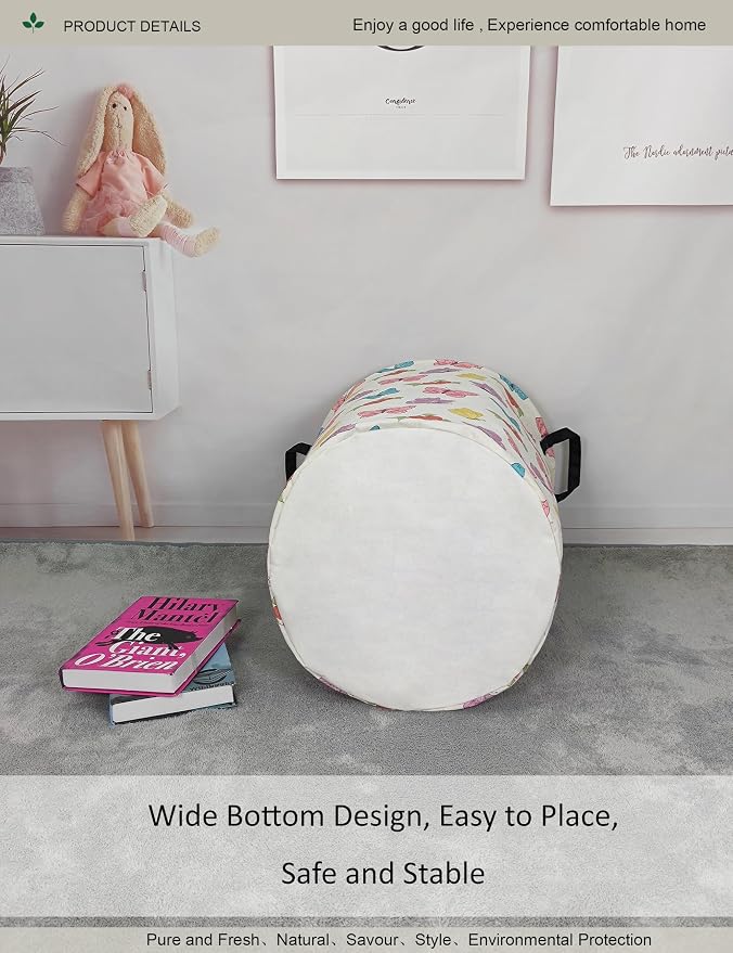 Round Butterfly Laundry Hamper Waterproof Fabric Home Storage - Image 6