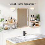 Amada Bathroom Shelves with Storage Basket, Set of 3, Natural Wood - Image 7