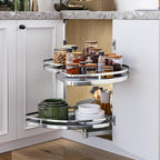 DWVO Corner Cabinet Pull-Out Organizer, 2-Tier Blind Corner Shelf with 270° Swing-Out Tray, Right Swing, Heavy-Duty Chrome Plated Iron, 32.7"x17.3"x21.3", Gray - Image 6