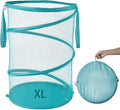 Seiritex Mesh Popup Laundry Hamper 115L Collapsible Laundry Basket No Lid Extra Large Capacity Foldable Clothing Storage Basket with Handles 26 H x 18 W x 18 L (Turquoise Blue) by SEIRITEX
