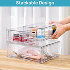 Vtopmart Clear Stackable Storage Drawers, 3 Pack Wide Organizer Set - Image 4