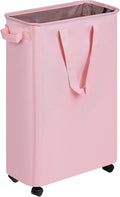 efluky Slim Laundry Hamper with Wheels, Rolling Laundry Basket for Clothes, Small Laundry Basket for Bedroom, Dorm and Laundry Room, 60L (12.7 Gallons) Pink by efluky