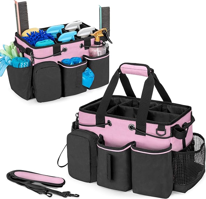 LoDrid Large Professional Cleaning Caddy with Detachable Divider, Pink by LoDridDirect