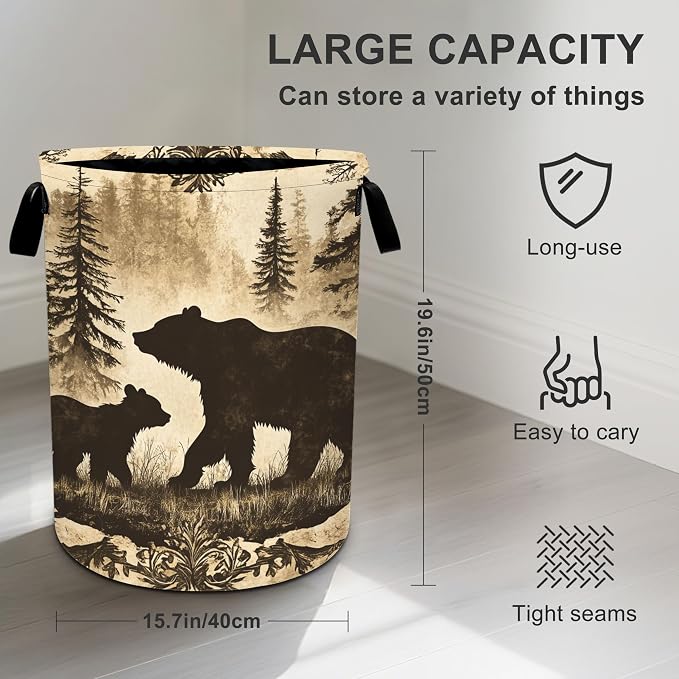 Animal Laundry Basket Storage Bin Foldable Laundry Hamper Clothes Storage Bucket Organizer 19.6x15.7 Inch For Laundry Room/Bedroom/Bathroom - Image 3