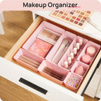 Vtopmart 44 PCS Plastic Drawer Organizers Set, Vanity Organizer Trays, Pink - Image 4