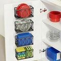 4 Pack Cabinet Door Organizer, Adhesive Inside Cabinet Door Storage for Kitchen Bathroom, Lid Organizer Compatible with Tupperware Pyrex, Wall Mounted Basket for Pantry Under Sink, Black by MIXISAV