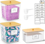 HomePekite Laundry Pods Storage Container, Clear Acrylic Laundry Room Organization and Storage ,Detergent Powder Container,with Wooden Lids & Labels, 2+1 Pack by Unknown