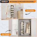 Hanging Closet Organizer 6-Tier, Oxford Wardrobe Storage, Beige Houndstooth | Easy-mount foldable design holds clothes, handbags, shoes & accessories; washable Oxford fabric, sturdy and space-saving. - Image 5
