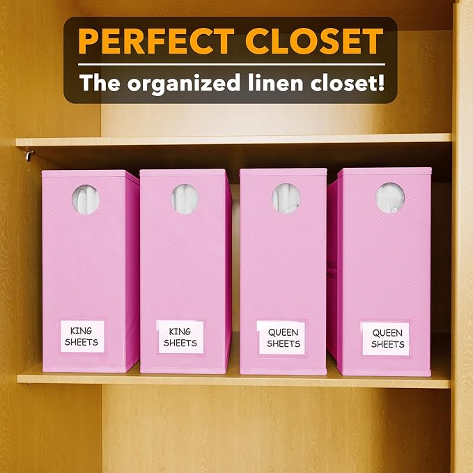 SpaceAid 4 Pack Bed Sheet Organizers and Storage, Foldable Sheet Organizer for Linen Closet, Sheets Set Folder Keeper with Window XL (Queen & King Size) Bedding Container (Pink, 4 Pack) - Image 5
