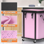 Laundry Basket with Wheels,150L (40 Gal) Rolling Hamper Carts - Pink - Image 3