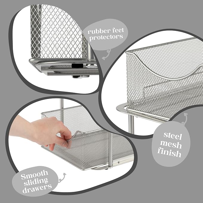 Sorbus Pull-Out Under Sink Organizer, Mesh Construction (Silver, 1 Pack) - Image 5
