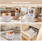 Storage Basket Boho Fabric Large Collapsible Floral Laundry Nursery Hamper Portable Folding Storage for Clothes Toys (Green Floral) - Image 4