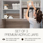 3 Pack Acrylic Laundry Room Organization Containers with Gold & Wood Knobs – Laundry Pods Container & Detergent Organizer Set | Clear Laundry Jars | Scoops & Customizable Labels | Storage Canisters - Image 2
