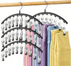 Legging Organizer for Closet, Metal Yoga Pants Hangers 4 Pack w/10 Clips Holds 40 Leggings, Space Saving Hanging Closet Organizer w/Rubber Coated Closet Organizers and Storage, Black by Volnamal