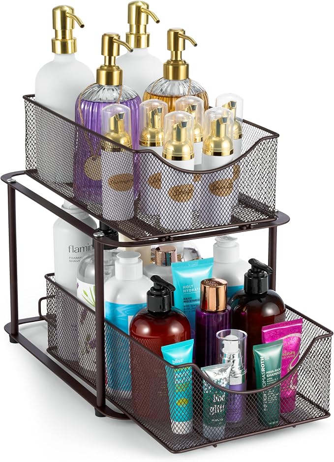 Sorbus Pull-Out Under Sink Organizer, Mesh Construction (Bronze, 1 Pack) by Sorbus