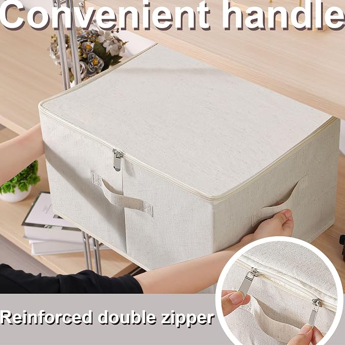 Underbed Storage Baskets with Lids,17.7x13.7x9.8in,Beige,2 Pack - Image 8