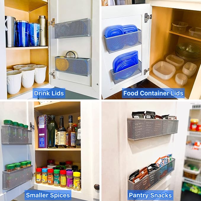 Slim Caddy ORIGINAL Cabinet Door Organizer | Optimize Your Cabinet Space | Kitchen Plastic Lids Organizer, Bathroom Accessories, Under Sink Organizer, and More | 2 PK, 8”L x 3.5”H x 1.8”D each - Image 4