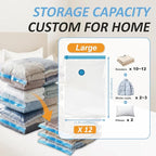 Vacuum Storage Bags with Hand Pump, Vacuum Seal Space Saver Bags,12 Large | 80% Space-Saving Bags for Clothes, Blankets, Pillows & Bedding;Double-Zip Airtight Seal;For Closets, Home & Travel Storage - Image 3
