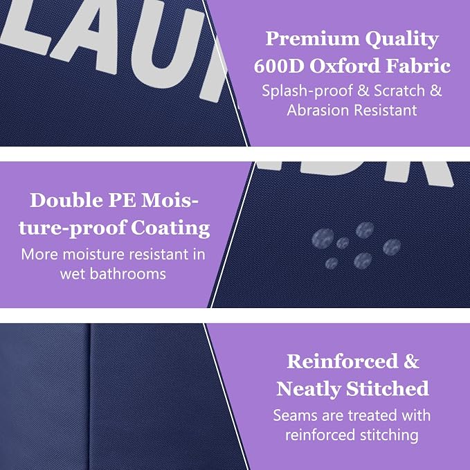 2Pcs 95L Large Clothes Hampers, Foldable Laundry Basket with Handles - Image 9
