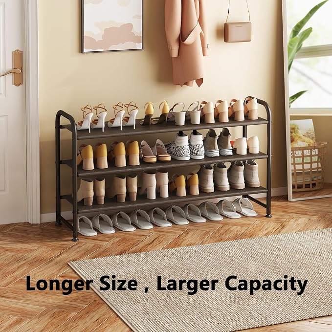 INGIORDAR 3 Tier Long Shoe Rack Organizer for Closet Metal Shoe Storage - Image 4