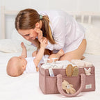 PeraBella Baby Diaper Caddy Organizer with Handle, Boy & Girl Shower Gift Basket, Portable Diaper Storage Basket Bin for Wipes, Newborn Baby Essentials Registry Search Must Haves, Car Caddy Organizer - Image 4