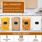 HKJ Chef 4 Pack Extra Large Airtight Food Storage Containers with Lids (6.5L / 220 oz), BPA Free Plastic Kitchen and Pantry Organization Contianers for Cereal Flour and Sugar Storage, Labels & Marker - Image 6