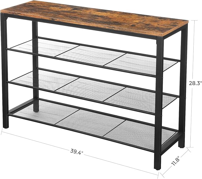 VASAGLE 4-Tier Shoe Rack, 16-20 Pairs, Metal Mesh - Image 3