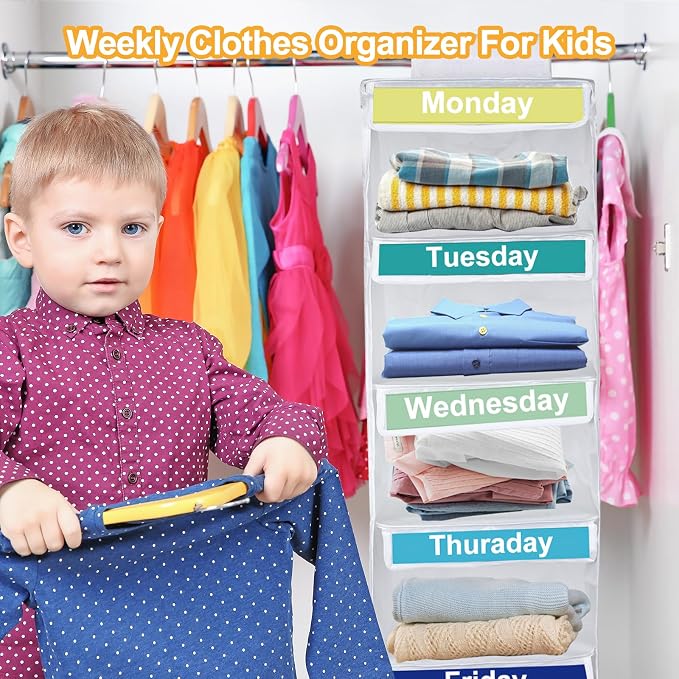 Weekly Clothes Organizer for Kids, Days of The Week Clothes Organizer - Image 4