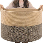 INDRESSME XXXLarge Woven Wicker Blanket Basket Living Room Black Jute, 90L by INDRESSME