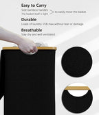 SUOCO Laundry Basket with Lid, 29 Gal (110L) Clothes Hamper with Bamboo Handles, Large Foldable Laundry Hamper for Bedroom, Bathroom, Dorm, Laundry Room - Black - Image 7