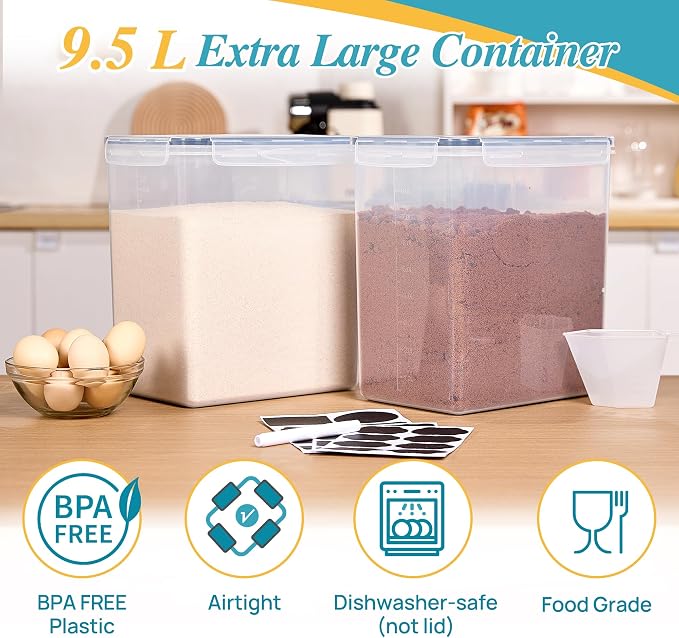 Vtopmart 9.5L Flour Sugar Storage Containers, 2 Pack, Each Fits 12.5 lb - Image 3