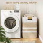 Nunsino 90L Laundry Basket, Cotton Rope Laundry Hamper with Leather Handles - Image 3