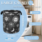 Sun Moon Laundry Basket Collapsible Laundry Hamper Oxford Storage Bin for Clothes Storage, Toy Organizer, Books and Sundries 16" X 20.8" - Image 2