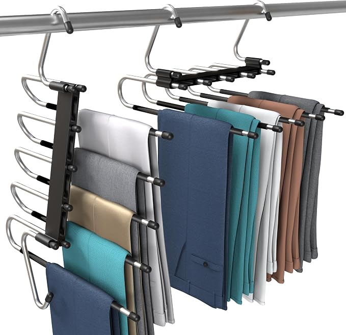 Utopia Home Pants Hangers, Space Saving 2 Pack Black Foldable Hangers by UTOPIAHOME